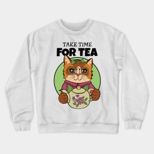 Take Time for Tea Cat Crewneck Sweatshirt
